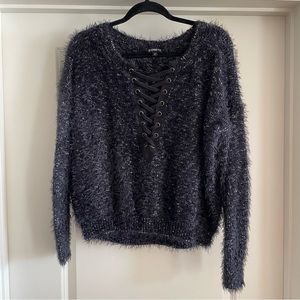 Express fuzzy v-neck sweater (Size M)